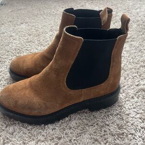 Suede Chelsea Ankle Boots in Chestnut Brown